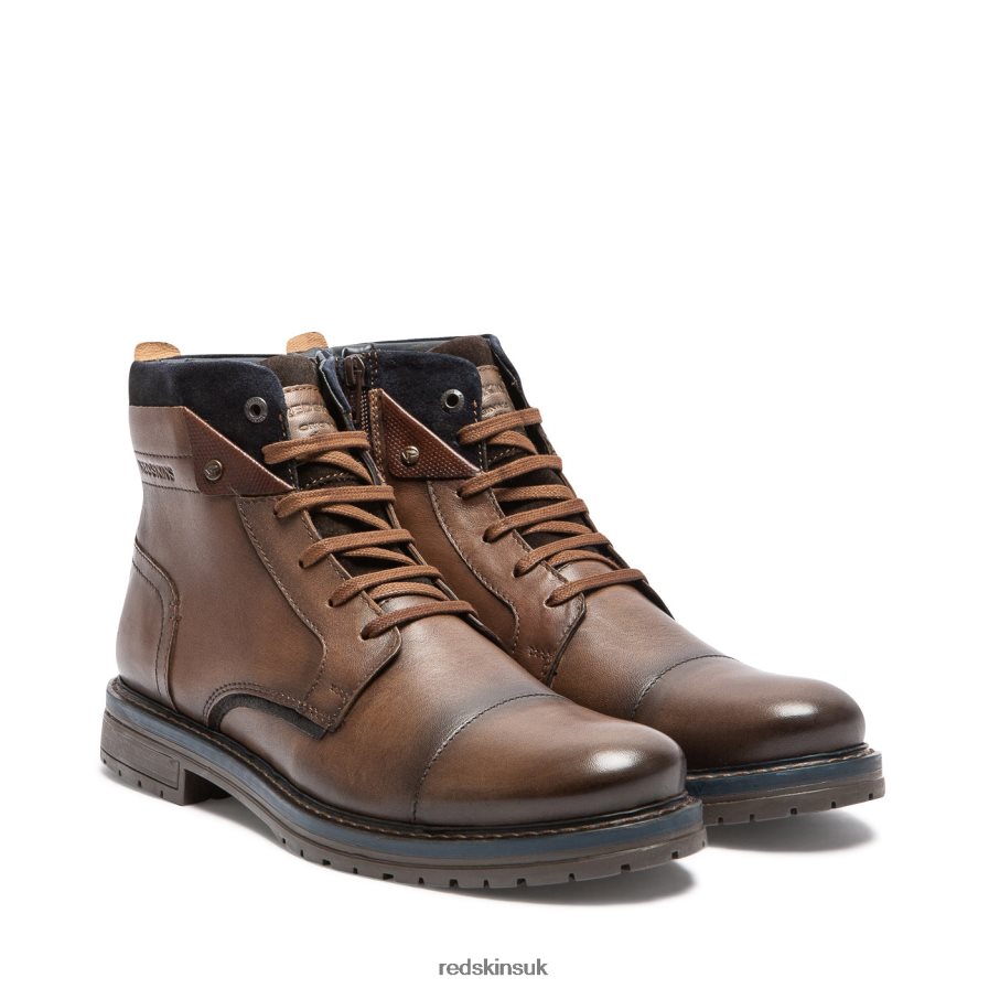 Redskins Footwear Men COGNAC + MARINE Nervous Leather Lace-Up Boots RB620P225