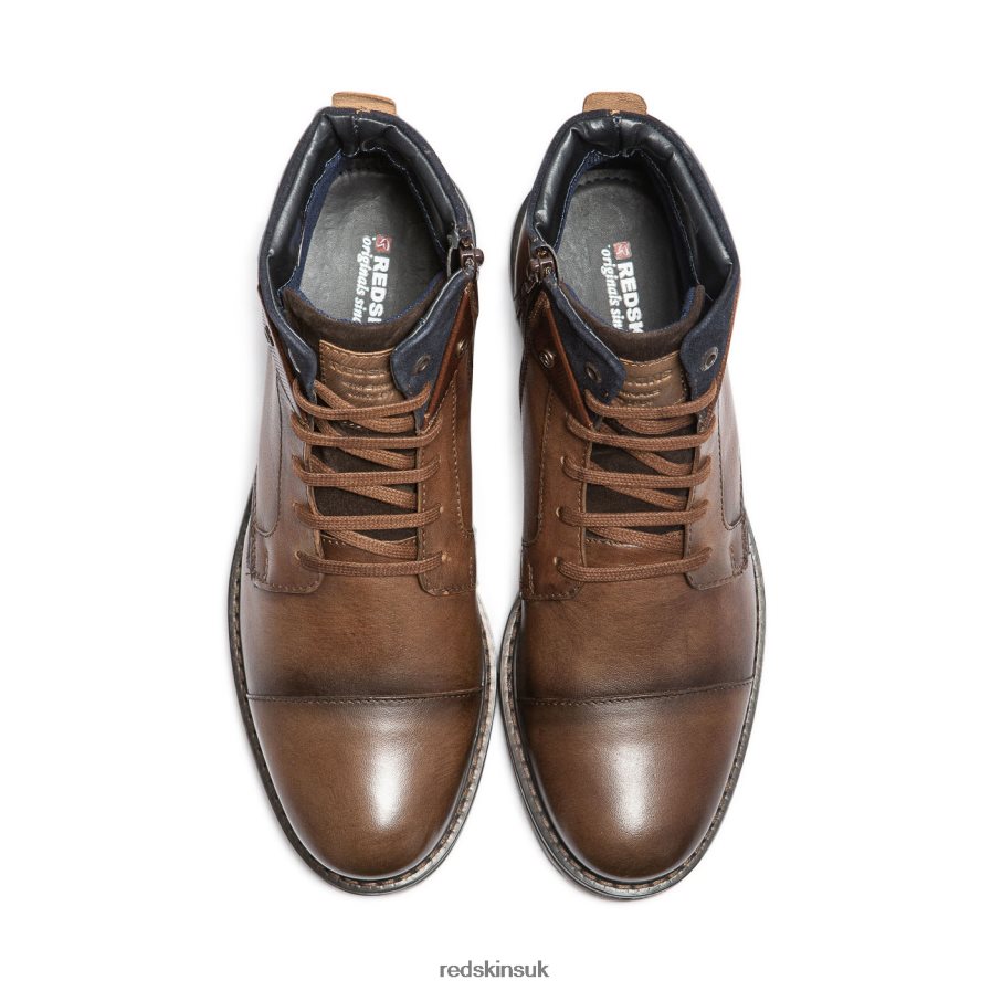 Redskins Footwear Men COGNAC + MARINE Nervous Leather Lace-Up Boots RB620P225