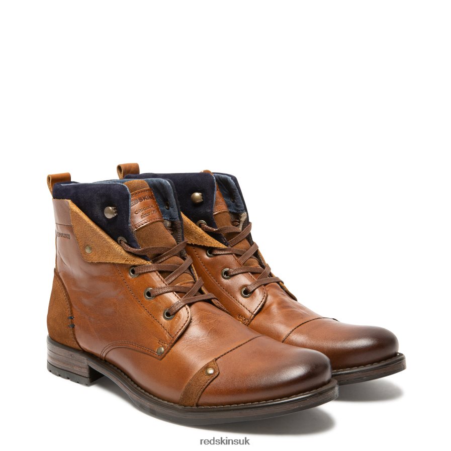 Redskins Footwear Men COGNAC + MARINE Yedes Leather Boots RB620P193