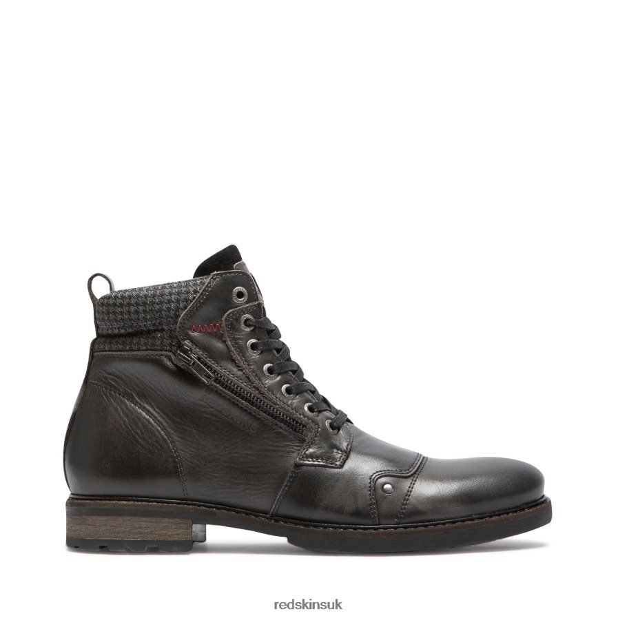 Redskins Footwear Men GREY + BLACK Hamo Leather Boots RB620P199