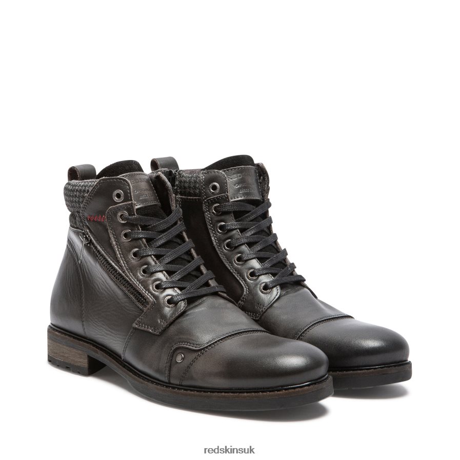 Redskins Footwear Men GREY + BLACK Hamo Leather Boots RB620P199