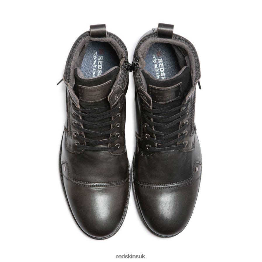 Redskins Footwear Men GREY + BLACK Hamo Leather Boots RB620P199