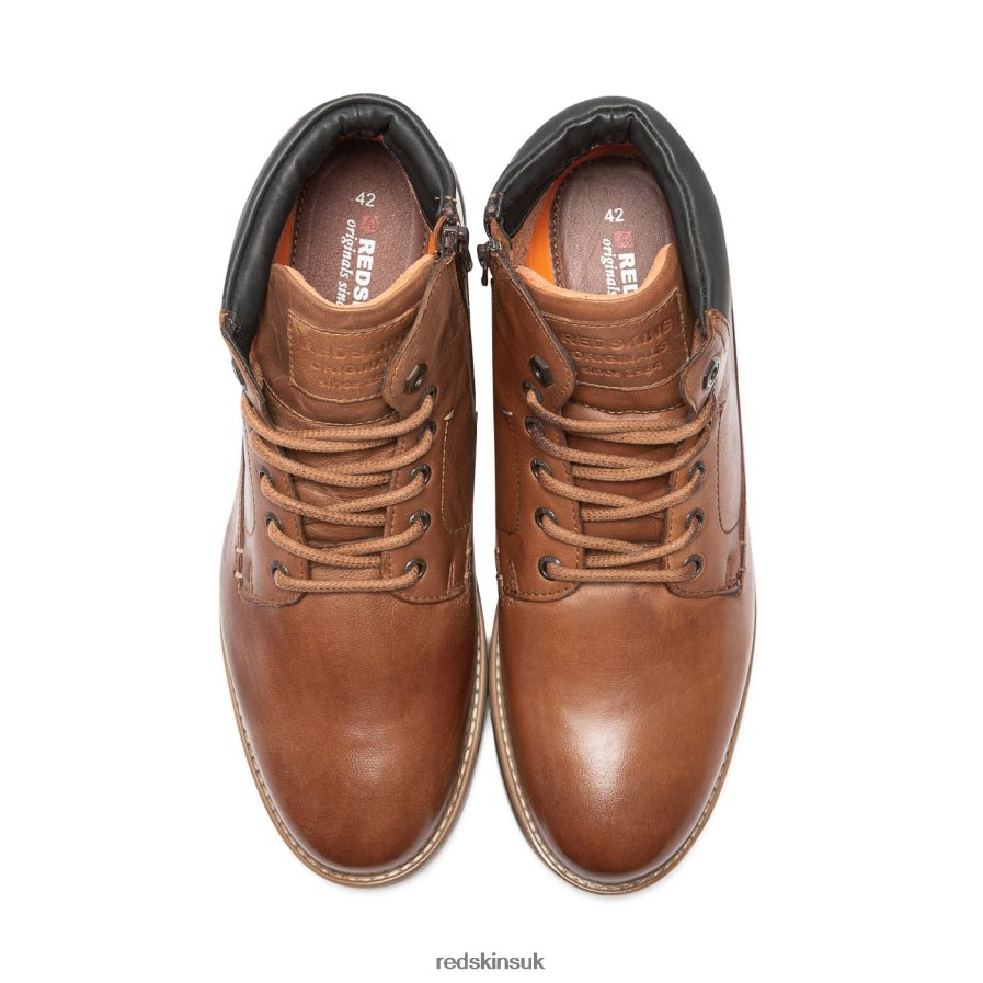 Redskins Footwear Men COGNAC + BLACK Accri Leather Sneakers RB620P133