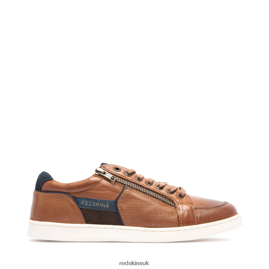 Redskins Footwear Men COGNAC + BROWN Distrait Leather Sneakers RB620P179