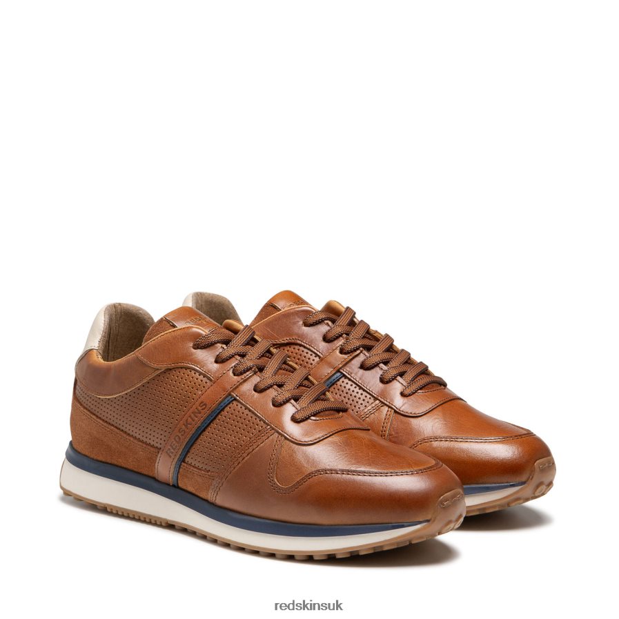 Redskins Footwear Men COGNAC + BROWN + WHITE Islander Leather Sneakers RB620P8