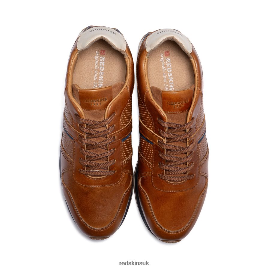 Redskins Footwear Men COGNAC + BROWN + WHITE Islander Leather Sneakers RB620P8