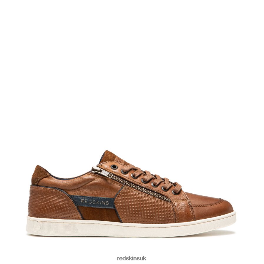 Redskins Footwear Men COGNAC + MARINE Distrait Leather Sneakers RB620P49