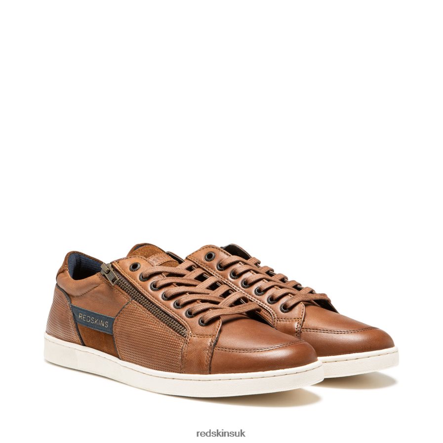 Redskins Footwear Men COGNAC + MARINE Distrait Leather Sneakers RB620P49