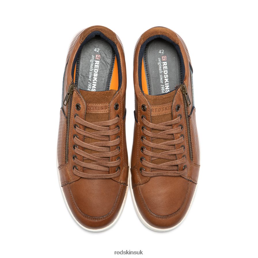 Redskins Footwear Men COGNAC + MARINE Distrait Leather Sneakers RB620P49