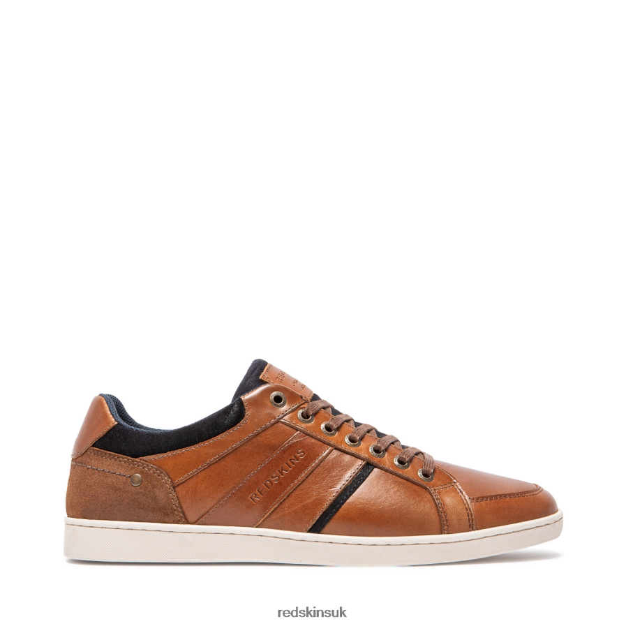 Redskins Footwear Men COGNAC + MARINE Ixia Large Size Leather Sneakers RB620P90