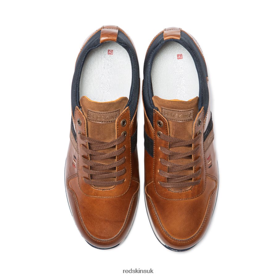 Redskins Footwear Men COGNAC + MARINE Living Leather Sneakers RB620P105