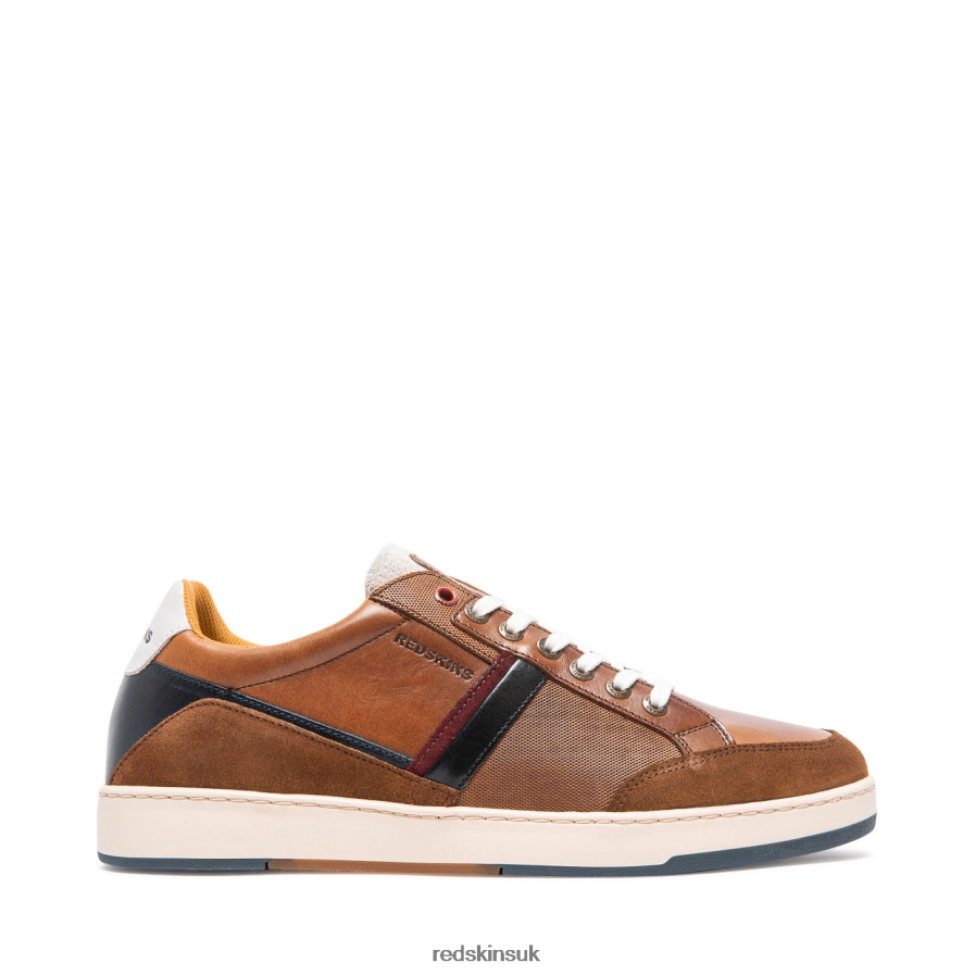 Redskins Footwear Men COGNAC + NAVY + OFF WHITE Salda Leather Sneakers RB620P163