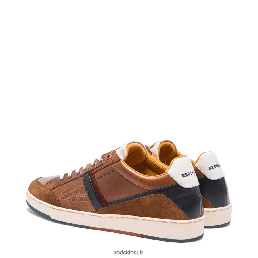 Redskins Footwear Men COGNAC + NAVY + OFF WHITE Salda Leather Sneakers RB620P163