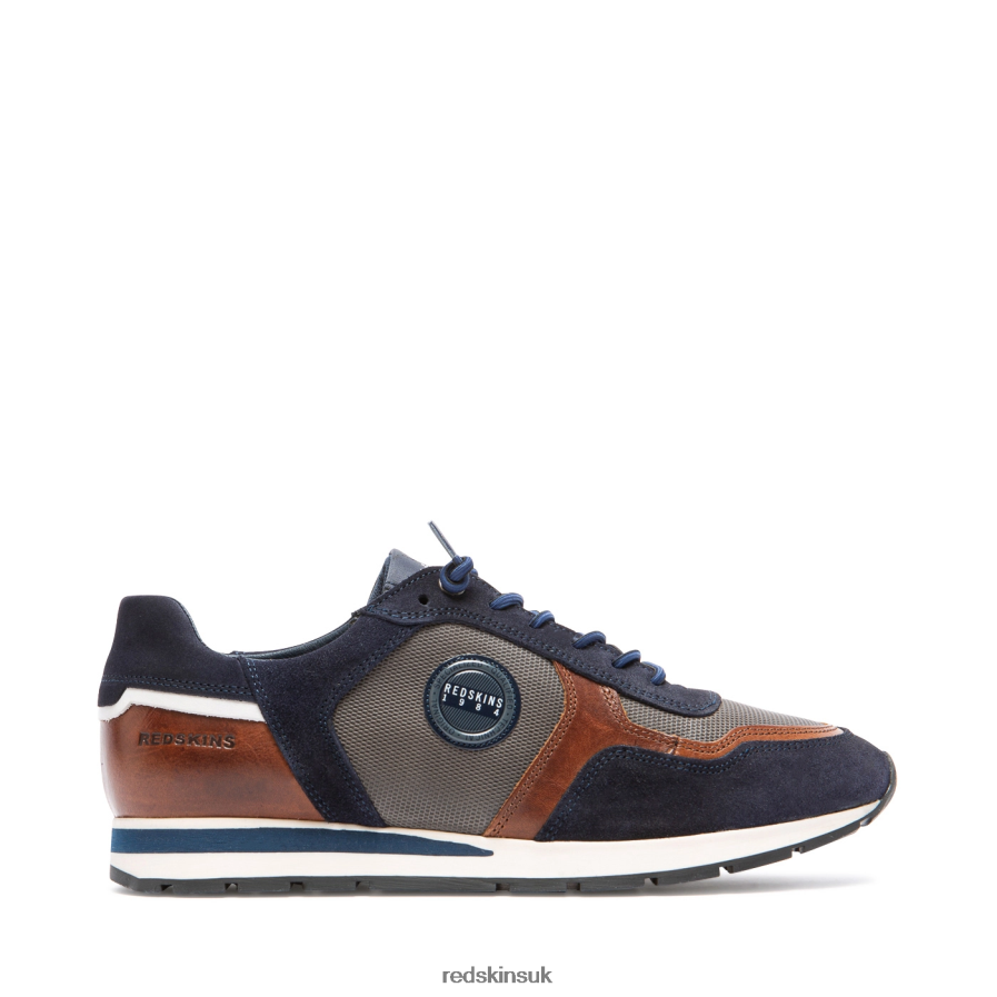 Redskins Footwear Men NAVY + COGNAC + GREY Stitch 2 Large Size Suede Sneakers RB620P44