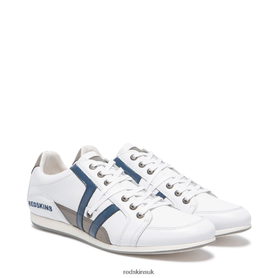 Redskins Footwear Men WHITE + BLUE + GREY Warren Leather Sneakers RB620P29