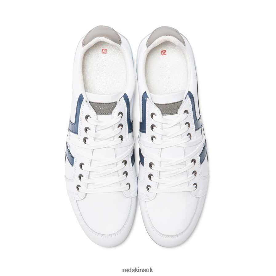 Redskins Footwear Men WHITE + BLUE + GREY Warren Leather Sneakers RB620P29