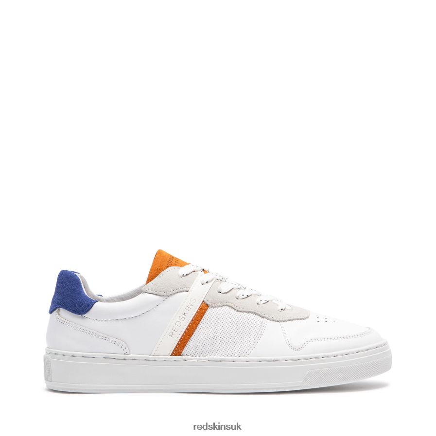 Redskins Footwear Men WHITE + BLUE + ORANGE Hessi Leather Sneakers RB620P116