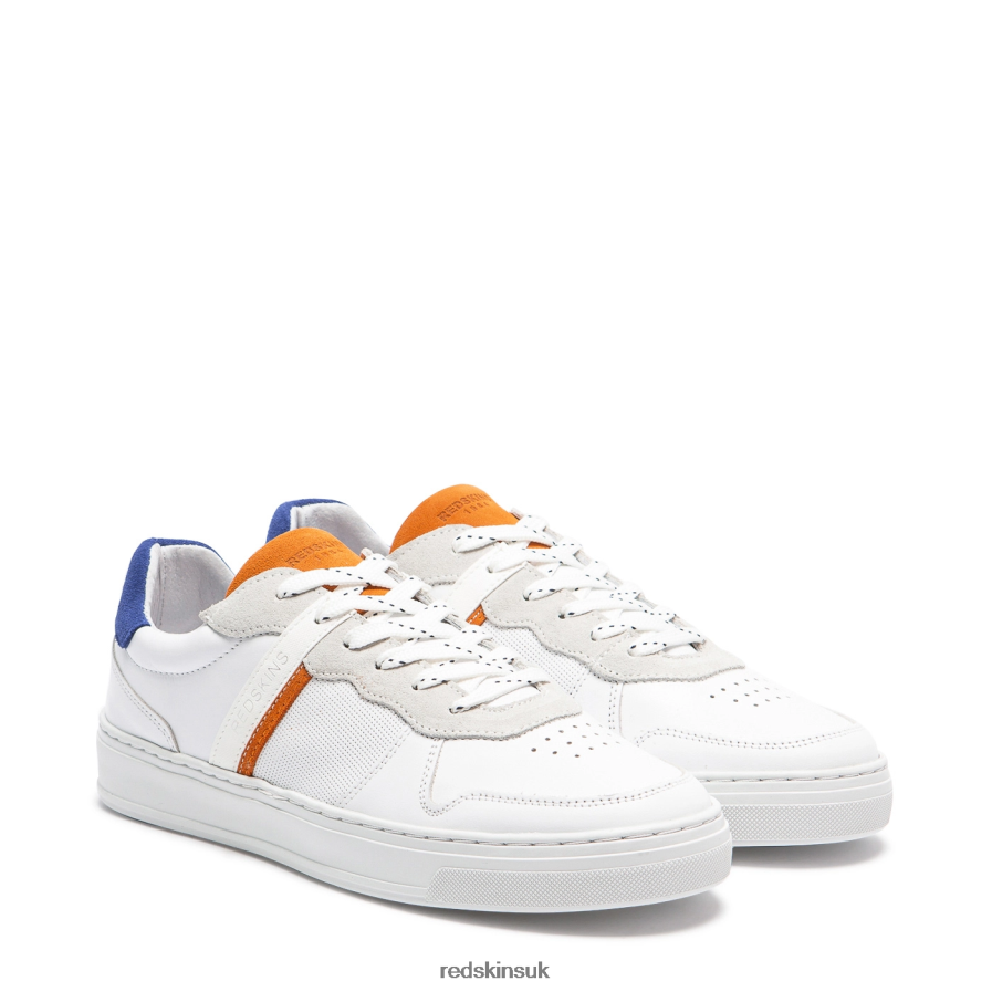 Redskins Footwear Men WHITE + BLUE + ORANGE Hessi Leather Sneakers RB620P116