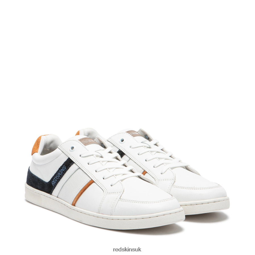 Redskins Footwear Men WHITE + MARINE + ORANGE Falko Leather Sneakers RB620P160