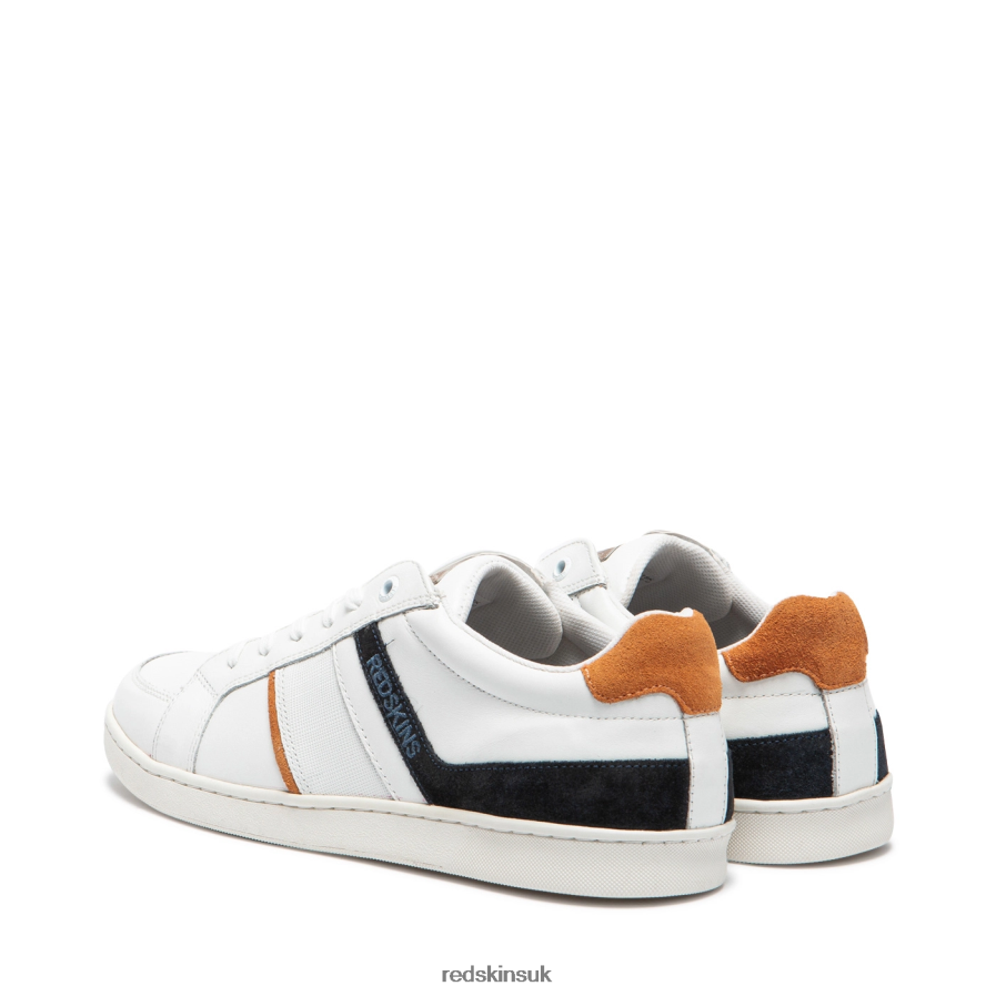 Redskins Footwear Men WHITE + MARINE + ORANGE Falko Leather Sneakers RB620P160