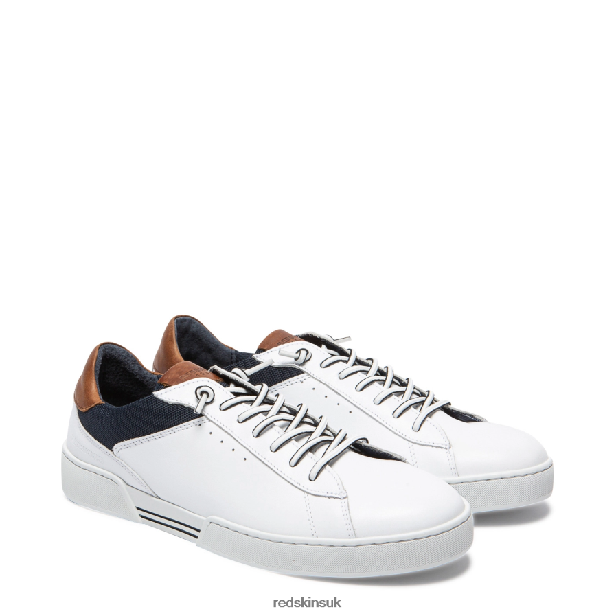 Redskins Footwear Men WHITE + MARINE Wester Leather Sneakers RB620P180