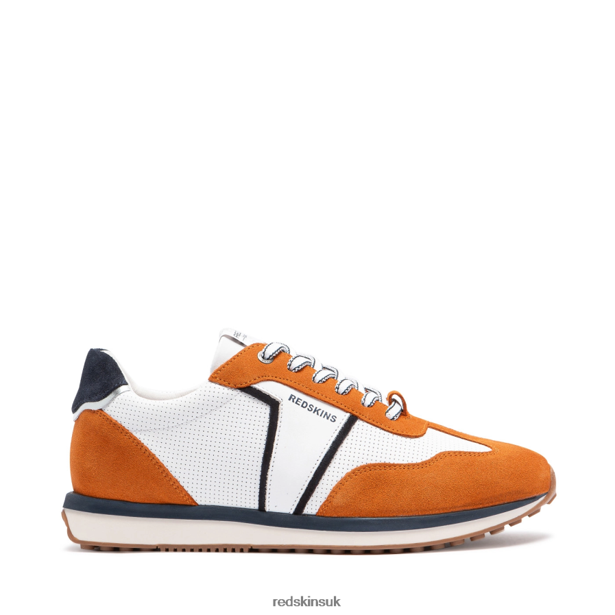 Redskins Footwear Men WHITE + ORANGE + NAVY Palermo Leather Sneakers RB620P149